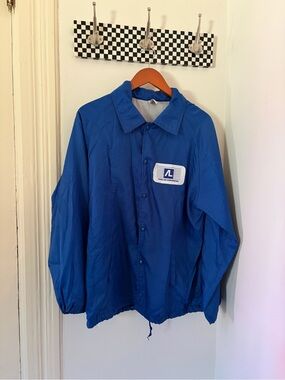 Blue Vintage Nylon Coach Jacket with Patch Logo